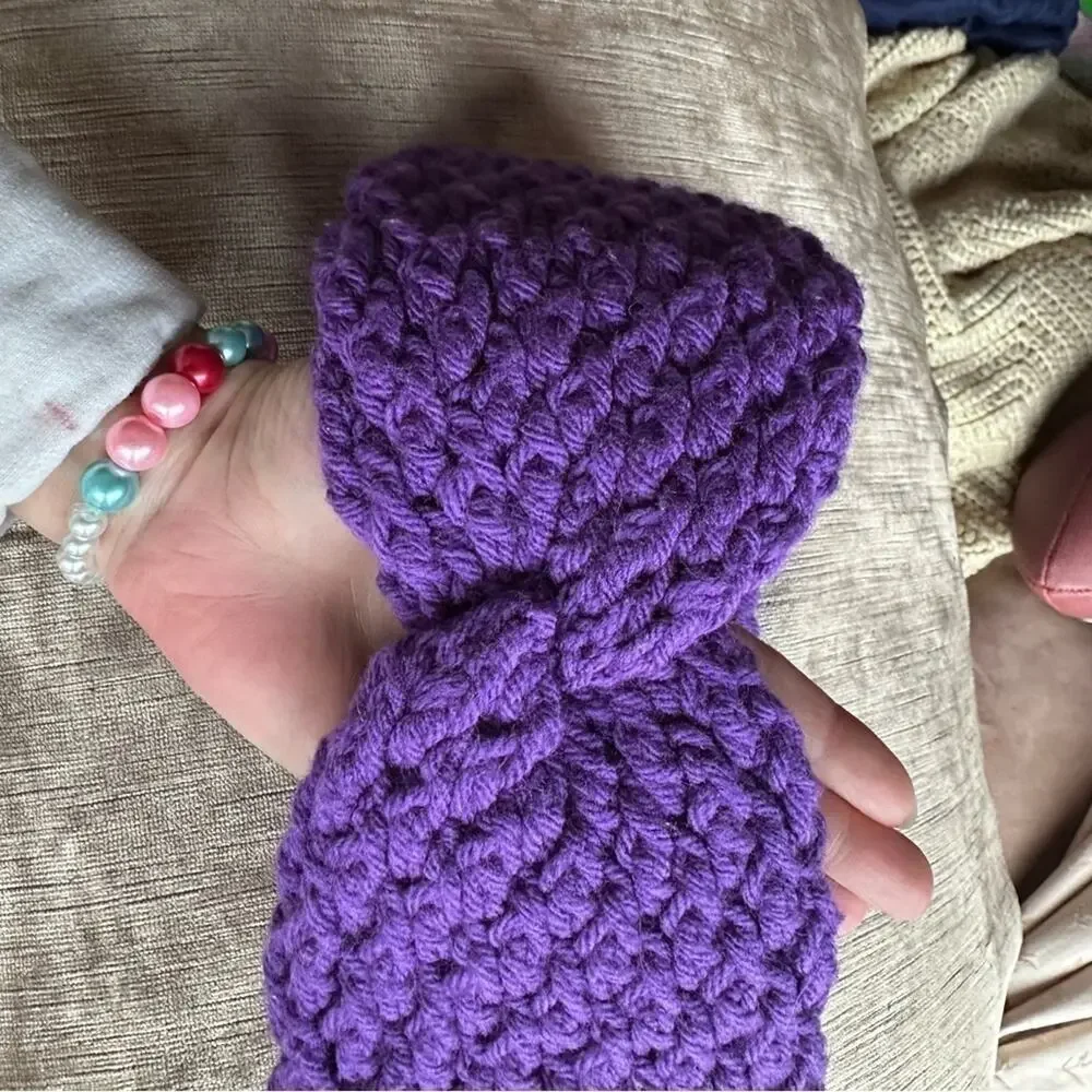 Handmade purple twist knot headband crochet acrylic